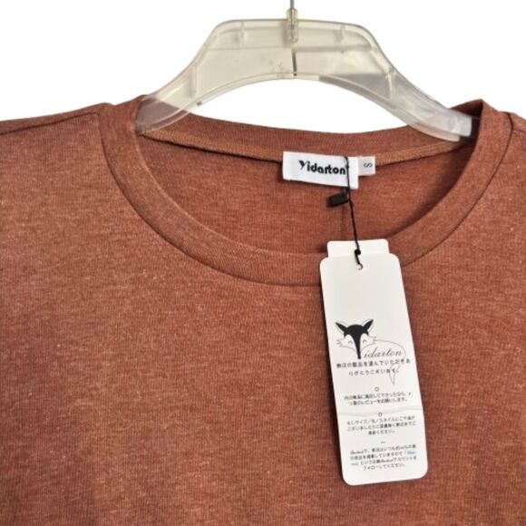 Yidarton Woman's S Comfy Front Twist Knot Long Sleeve Fall Orange T Shirt #Y - Picture 3 of 5